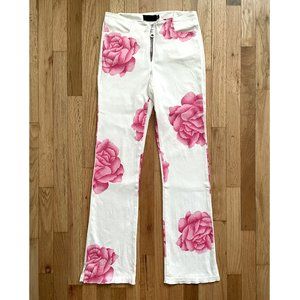Lucent women's jeans size XS. White, with pink roses print